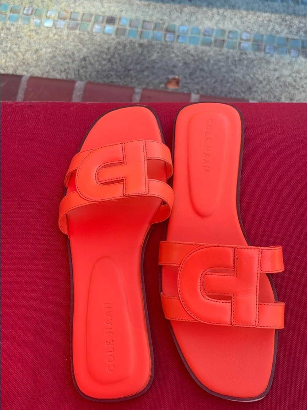 Cole Haan Bright Orange Slide Mules